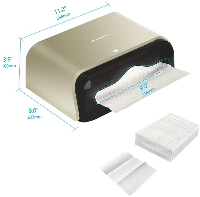 Alt view image 5 of 7 - C-Fold Paper Towel Dispenser for Bathroom: Compact 200 Sheets Large Capacity for Multifold Hand Towel, No-Hole Installation Adhesive Paper Towel Holder Wall Mount - Gold