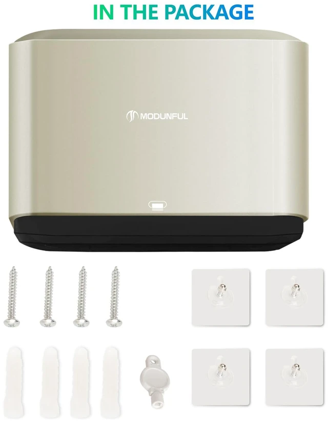 Alt view image 7 of 7 - C-Fold Paper Towel Dispenser for Bathroom: Compact 200 Sheets Large Capacity for Multifold Hand Towel, No-Hole Installation Adhesive Paper Towel Holder Wall Mount - Gold