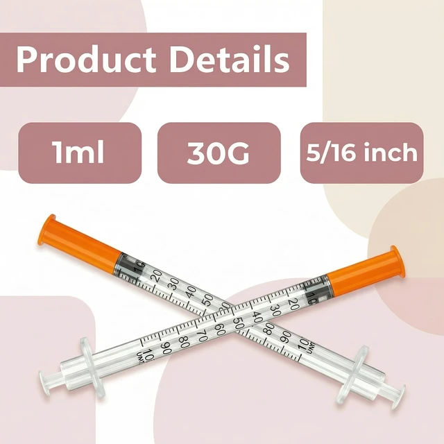 Alt view image 5 of 6 - Syring 1ml 30G 5/16" (8mm), Disposable Individual Package Box of 100