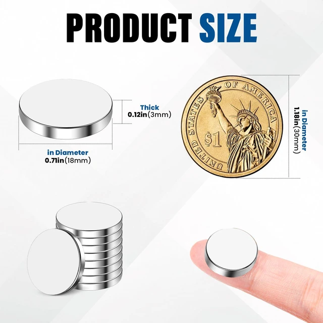 Alt view image 2 of 5 - 100Pcs Small Refrigerator Magnets, 18x3mm Round Rare Earth Magnet Mini Tiny Neodymium Strong Magnets for Crafts, DIY, Fridge, Miniatures, Whiteboard, Office, Kitchen, Dry Erase Board