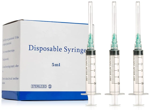 Main image of 100Pack Disposable 5ml Syringe with 21G 1.5inch Needle Lab Supplies, Individually Packaged