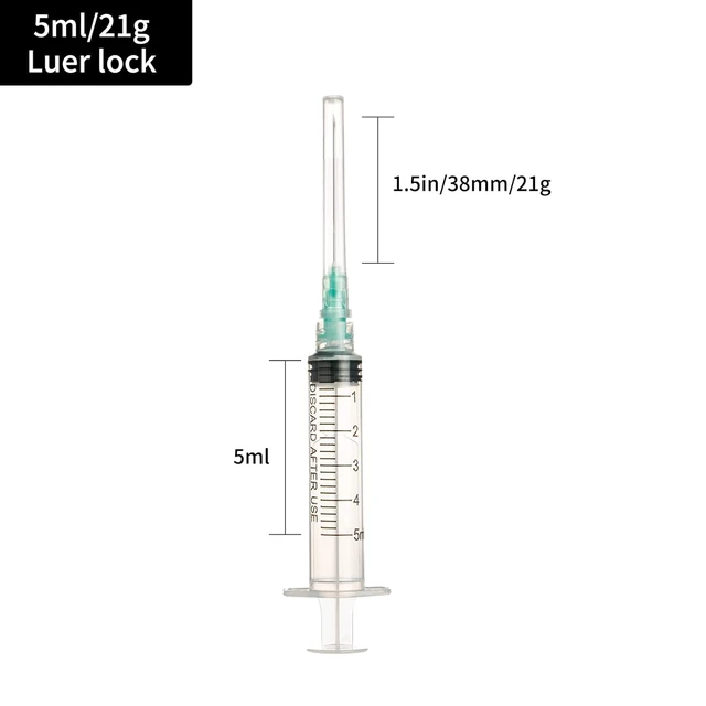 Alt view image 2 of 5 - 100Pack Disposable 5ml Syringe with 21G 1.5inch Needle Lab Supplies, Individually Packaged