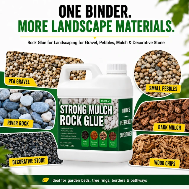 Alt view image 3 of 7 - Oyevila Mulch Glue for Landscaping, 1.05 Gallon Concentrated Rock Glue Concentrated Water-Based Binder Helps Hold Mulch, Gravel and Bark in Place While Allowing Water to Drain Through