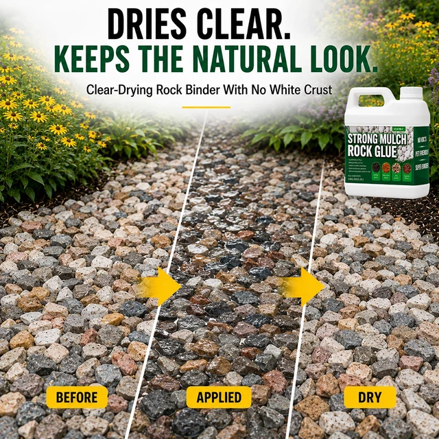 Alt view image 4 of 7 - Oyevila Mulch Glue for Landscaping, 1.05 Gallon Concentrated Rock Glue Concentrated Water-Based Binder Helps Hold Mulch, Gravel and Bark in Place While Allowing Water to Drain Through