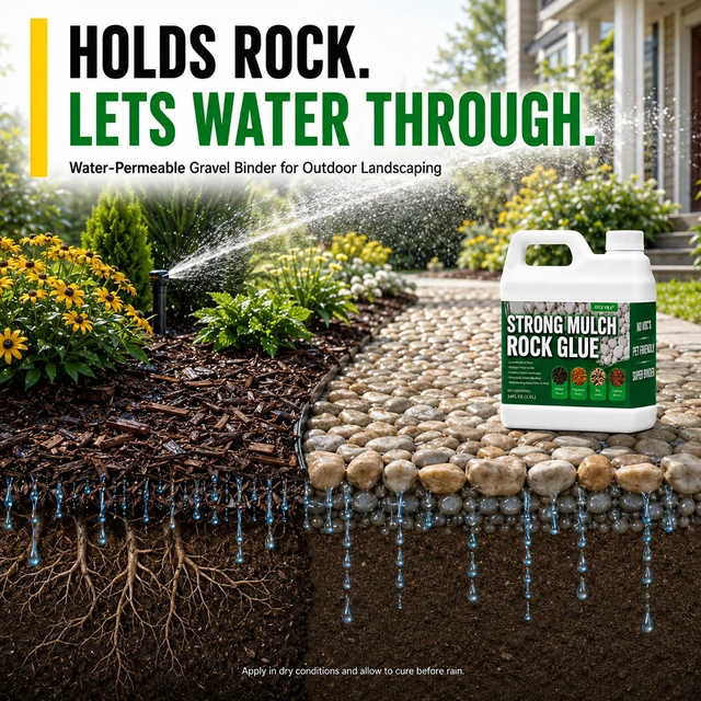 Alt view image 5 of 7 - Oyevila Mulch Glue for Landscaping, 1.05 Gallon Concentrated Rock Glue Concentrated Water-Based Binder Helps Hold Mulch, Gravel and Bark in Place While Allowing Water to Drain Through