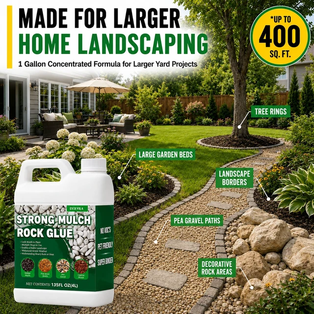 Alt view image 7 of 7 - Oyevila Mulch Glue for Landscaping, 1.05 Gallon Concentrated Rock Glue Concentrated Water-Based Binder Helps Hold Mulch, Gravel and Bark in Place While Allowing Water to Drain Through