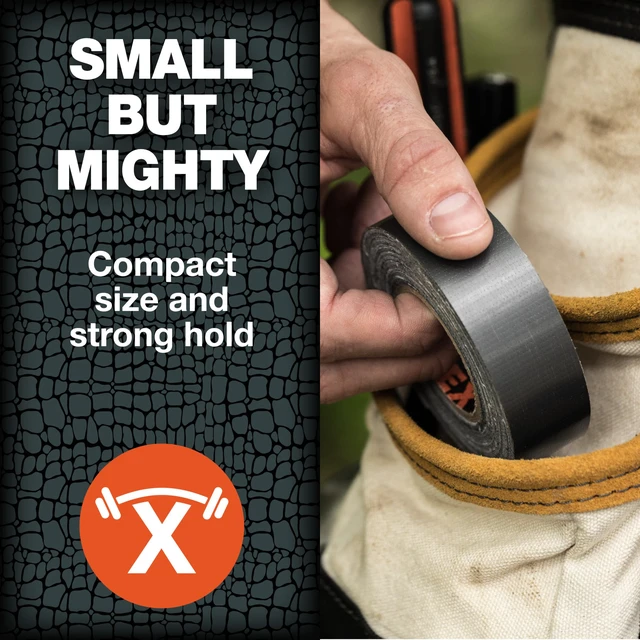Alt view image 2 of 7 - Ferociously Strong Tape, Mighty Rolls, 1 Inch x 10 Yards Each, Dark Gunmetal Gray, Case of 9 Rolls (241330)