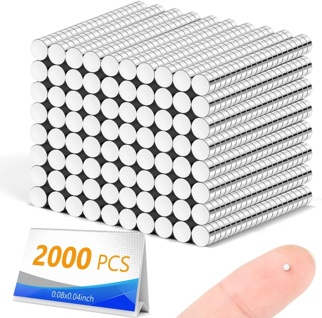 Main image of 2000 Pack Small Magnets, Refrigerator Magnets Rare Earth Magnet Neodymium Magnet for Crafts, Whiteboard, Kitchen Cabinet