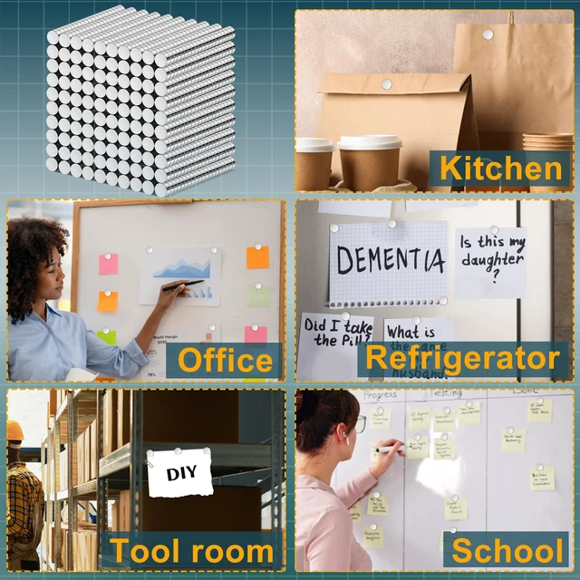 Alt view image 7 of 7 - 2000 Pack Small Magnets, Refrigerator Magnets Rare Earth Magnet Neodymium Magnet for Crafts, Whiteboard, Kitchen Cabinet
