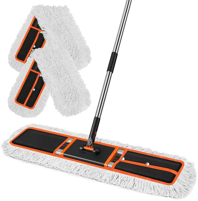 Main image of 36" Commercial Dust Mop: Janitor Mop for Floors Cleaning high-traffic commercial areas professional cleaning supplies 59" long-handle heavy-duty frame 2 Pcs mop pad
