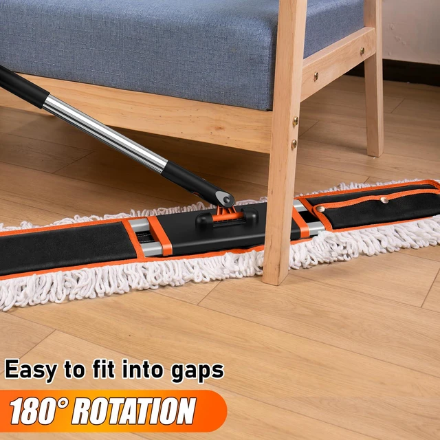 Alt view image 7 of 7 - 36" Commercial Dust Mop: Janitor Mop for Floors Cleaning high-traffic commercial areas professional cleaning supplies 59" long-handle heavy-duty frame 2 Pcs mop pad