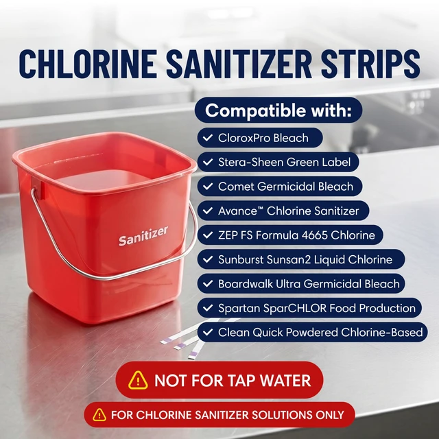 Alt view image 3 of 6 - Restaurant Sanitizer Test Kit Combo, 10 x Vial of 100 Strips Each QR5 Quat Sanitizer 0-400PPM & Chlorine Test Strip 0-200PPM Testing Kit for Food Service, Bar & Restaurants Supplies by FryOilSaver Co
