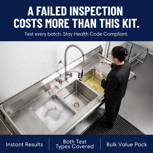 Alt view image 4 of 6 - Restaurant Sanitizer Test Kit Combo, 10 x Vial of 100 Strips Each QR5 Quat Sanitizer 0-400PPM & Chlorine Test Strip 0-200PPM Testing Kit for Food Service, Bar & Restaurants Supplies by FryOilSaver Co