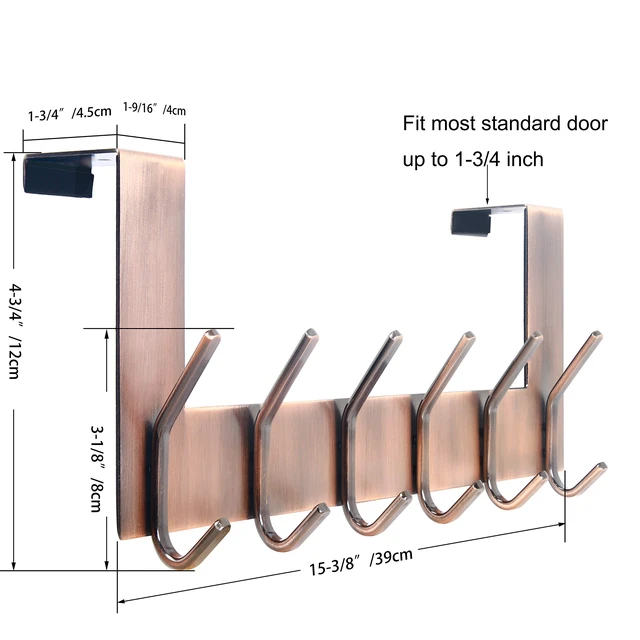 Alt view image 2 of 7 - Over The Door Hooks for Hanging,Door Hanger,Over The Door Towel Rack,Over Door Coat Rack for Hanging Clothes,Towels,Antique Copper,2 Packs