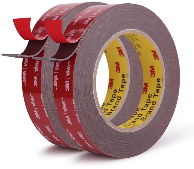 Main image of 3M Double Sided Tape, Heavy Duty, 3/4 x 18Ft, Gray, 2 Pack Very High Bonding, Permanent, Weather, Waterproof Foam Mounting Tape for Home, Office, Car, Deco, Indoor, Outdoor Mountings
