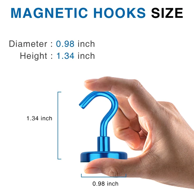 Alt view image 3 of 7 - Magnetic Hooks Magnet Hook for Cruise Cabins 85LBS, 12P Essentials Classroom Metal Key Holder Hanging Ship Door Decorations Heavy Duty Neodymium Locker Accessories Fridge Refrigerator, Blue