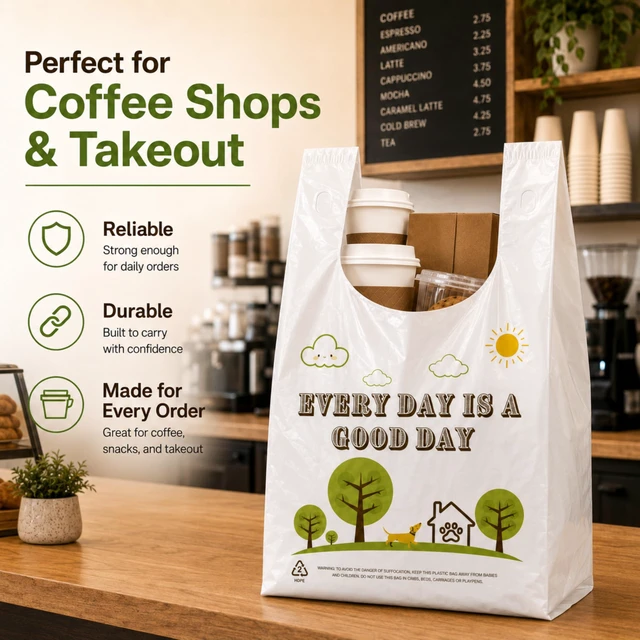 Alt view image 3 of 7 - White Thank you T shirt bag, Grocery shopping bag Reusable and Disposable Supermarket Bag 11''x6''x21'' 101PCS
