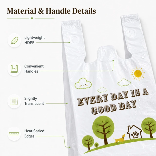 Alt view image 6 of 7 - White Thank you T shirt bag, Grocery shopping bag Reusable and Disposable Supermarket Bag 11''x6''x21'' 101PCS