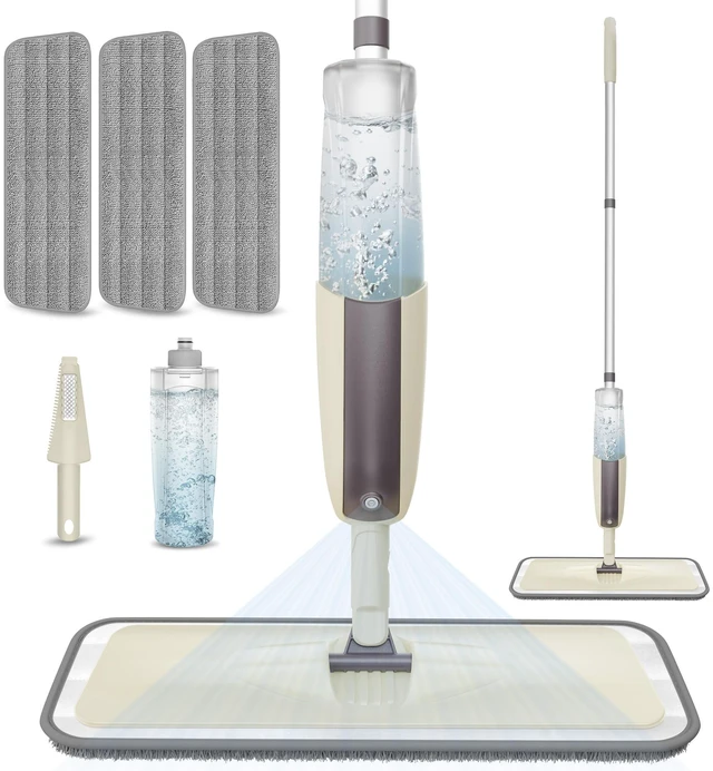 Main image of Spray Wet Mops for Floor Cleaning: Hardwood Floor Mop Refillable Reusable 3 Washable Pads for Swiffer PowerMop, Commercial Dust Mop Lightweight, for Wood Vinyl Laminate Ceramic Tiles Multi-surface