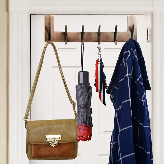 Alt view image 4 of 7 - Over The Door Hooks for Hanging,Door Hanger,Over The Door Towel Rack,Over Door Coat Rack for Hanging Clothes,Towels,Antique Copper,2 Packs