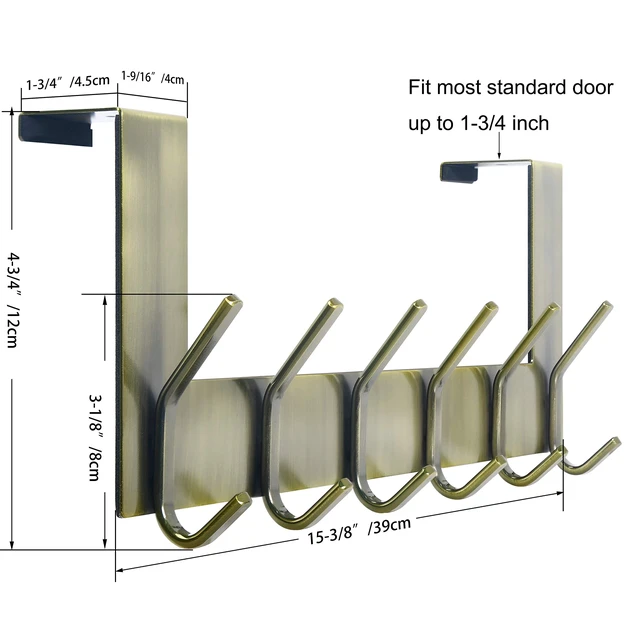 Alt view image 2 of 7 - Over The Door Hooks for Clothes:Door Hanger,Over The Door Towel Rack,Door Coat Hanger Door Coat Rack for Hanging Towels,Hats,Behind Back of Bathroom,Bronze,2 Packs