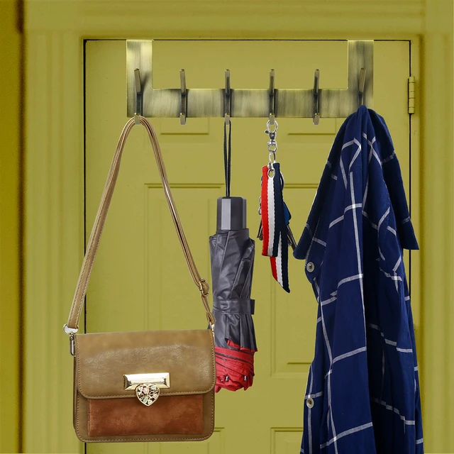 Alt view image 4 of 7 - Over The Door Hooks for Clothes:Door Hanger,Over The Door Towel Rack,Door Coat Hanger Door Coat Rack for Hanging Towels,Hats,Behind Back of Bathroom,Bronze,2 Packs