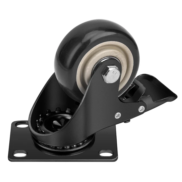 Alt view image 6 of 6 - 3 Inch Industrial Heavy Duty Swivel Caster Wheels with Brake,Set of 4 Safety Locking Casters,Load 1600lbs,Premium Polyurethane Wheels for Table,Trailer,Saw Table,Stage Toolbox,Bed,Corn Board