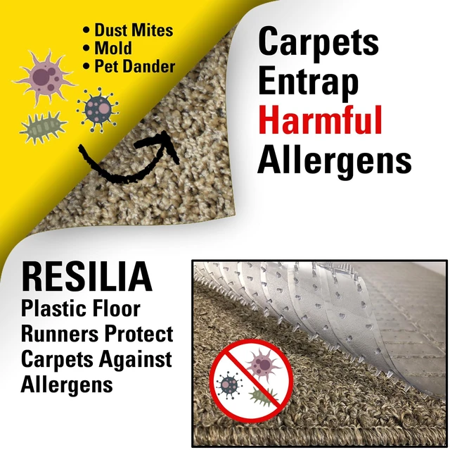 Alt view image 5 of 7 - Industrial Deep Pile Carpet Runner - Crosshatch Pattern Non Slip Carpet & Rug Protector Mat, Waterproof Clear Plastic Vinyl Floor Covering, 30 Inches Wide x 6 Feet Long, Made in The USA