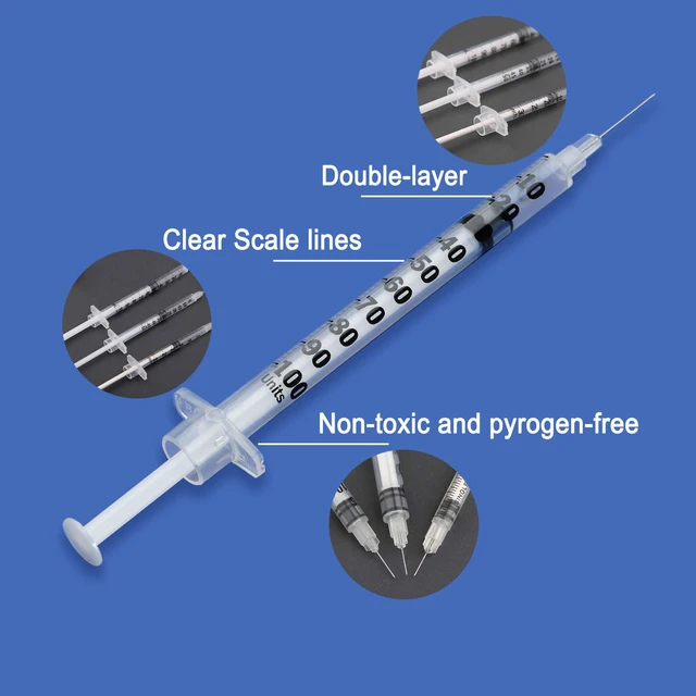Alt view image 3 of 6 - 1ml Syringe with Needle,30G 1cc 1/2 Inch 12.7mm Needle and Syringe,Individually Wrapped,Pack of 100