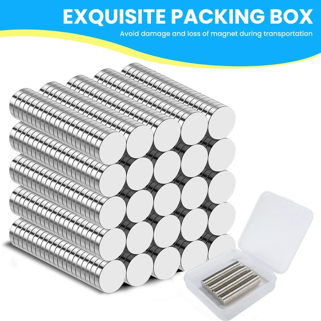 Alt view image 3 of 6 - 600 Pack Small Magnets, 10x1mm Refrigerator Magnets Rare Earth Magnets Neodymium Magnets for Crafts, Whiteboard, Kitchen Cabinet