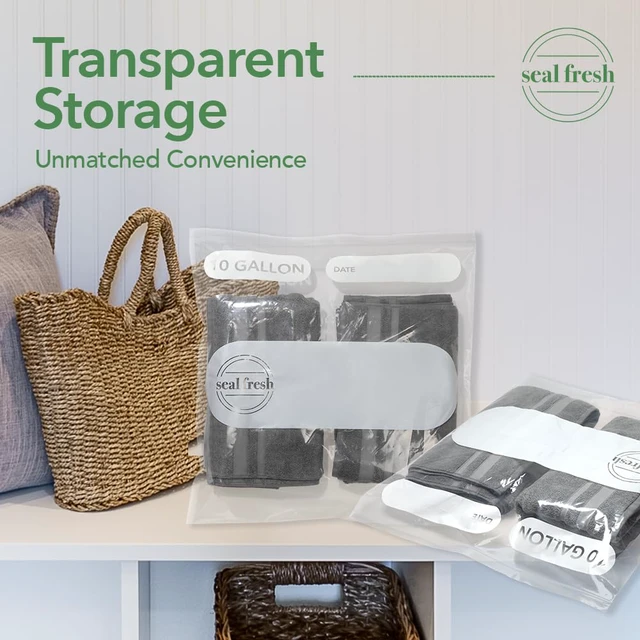 Alt view image 7 of 7 - 10 Gallon Large Plastic Storage Bags 24" x 24" (30 Count) Reusable XXL Extra Large Clear Jumbo Zip Bags with Sealable Zipper Top For Clothes, Travel, Moving