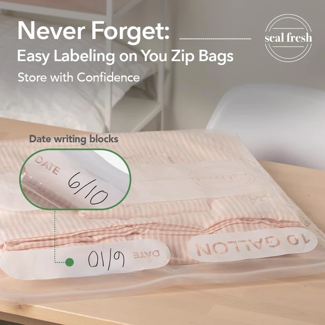 Alt view image 6 of 7 - 10 Gallon Large Plastic Storage Bags 24" x 24" (30 Count) Reusable XXL Extra Large Clear Jumbo Zip Bags with Sealable Zipper Top For Clothes, Travel, Moving