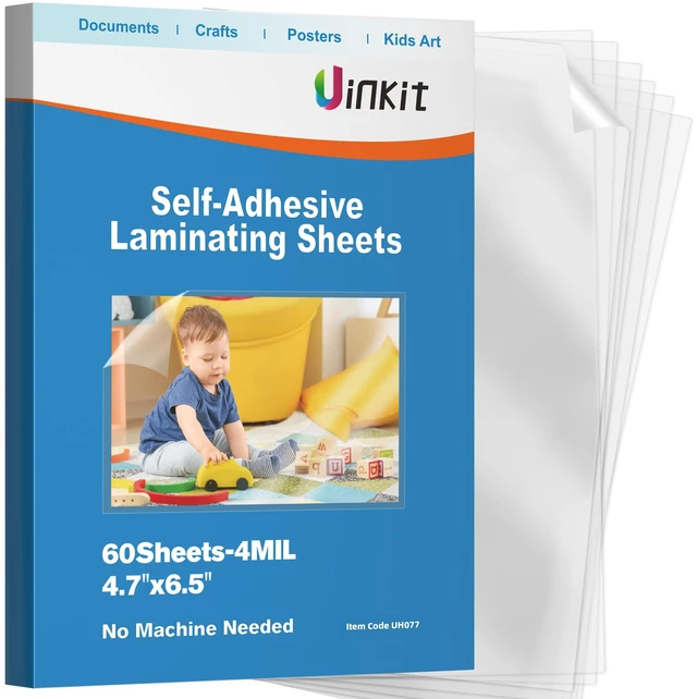 Main image of 4Mil Self-Adhesive Laminating Sheets, 4.3 x 6.3 Inches 60 Pack for 4x6 Photos, Recipe Cards & Polaroids, Heat-Free, Acid-Free, No Machine Needed, The Keepsake Format