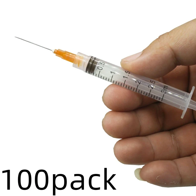 Alt view image 3 of 7 - 100 Pack 2.5ml 25Ga Plastic Syringe with Measurement for Scientific Labs and Industrial Dispensing, Disposable Individually Wrapped (100, 2.5ml-25Ga)