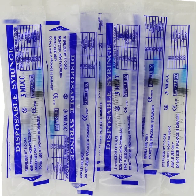 Alt view image 2 of 6 - 100 Pack 3ml 23Ga Plastic Syringe with Measurement for Scientific Labs, Industrial Dispensing Animal and Pet Supplies, Disposable Individually Wrapped (100, 3ml-23Ga)
