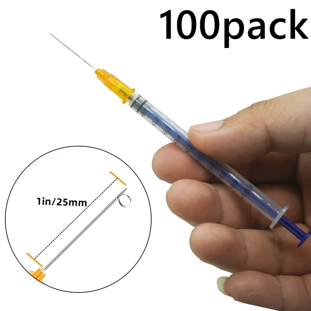 Alt view image 2 of 7 - 100 Pack 1ml 25Ga Plastic Syringe with Measurement for Scientific Labs, Industrial Dispensing Animal and Pet Supplies, Disposable Individually Wrapped (100, 1ml 25Ga)