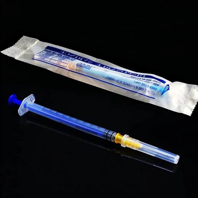 Alt view image 3 of 7 - 100 Pack 1ml 25Ga Plastic Syringe with Measurement for Scientific Labs, Industrial Dispensing Animal and Pet Supplies, Disposable Individually Wrapped (100, 1ml 25Ga)