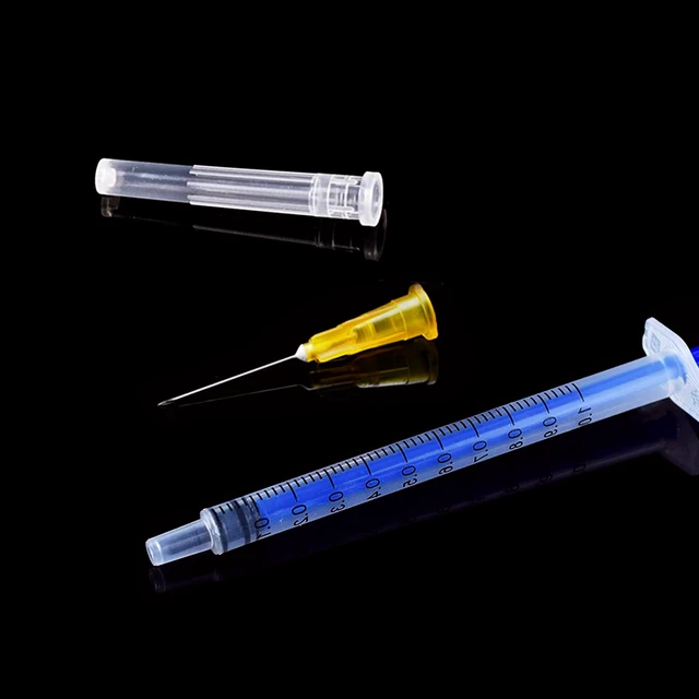 Alt view image 4 of 7 - 100 Pack 1ml 25Ga Plastic Syringe with Measurement for Scientific Labs, Industrial Dispensing Animal and Pet Supplies, Disposable Individually Wrapped (100, 1ml 25Ga)