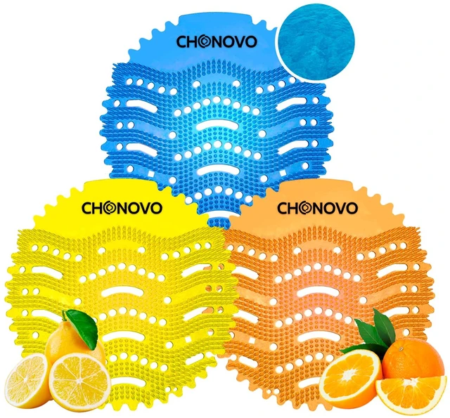 Main image of Urinal Screen Deodorizer, 24 Pack Urinal Cake Bulk with 3 Scents 3 Long-Lasting Scents Help Control Odor, Long Bristle Design Reduce Splash & Clog for Restroom, Hotel, Office, School Toilet