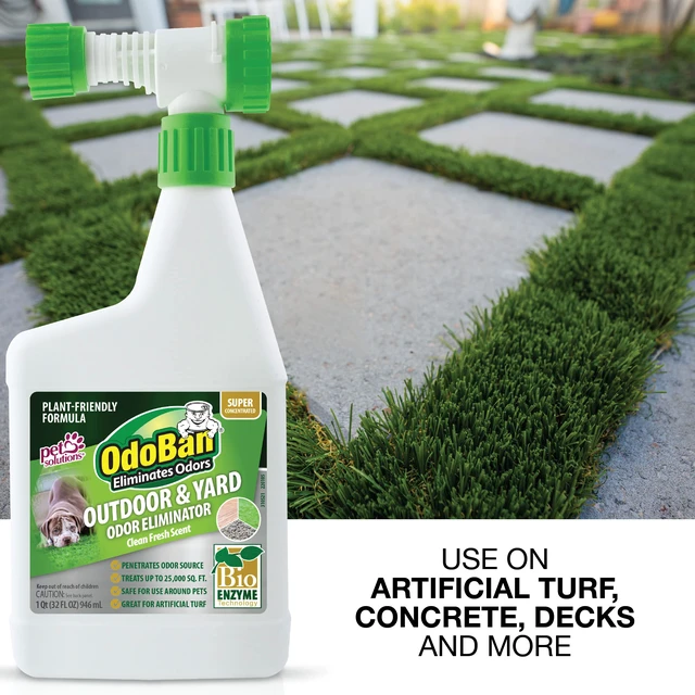 Alt view image 4 of 6 - Outdoor and Yard Odor Eliminator, Plant-Friendly Formula, Made in the USA, Clean Fresh Scent, 32 Fluid Ounce Bottle with Hose End Sprayer, 4-Pack