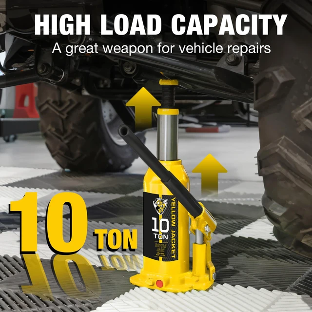 Alt view image 6 of 7 - 10 Ton Muti-Directional Welded Bottle Jack (20,000lb), Horizontal Bottle Jacks Use for Car, Pickup, Truck, RV, Auto Repair, Hydraulic Bottle Jack