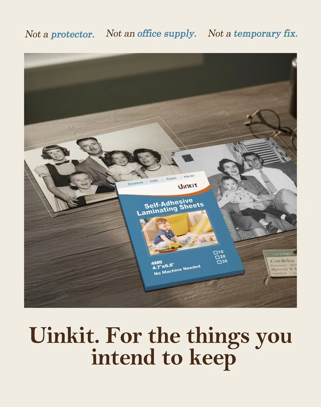 Alt view image 6 of 7 - 4Mil Self-Adhesive Laminating Sheets, 4.3 x 6.3 Inches 60 Pack for 4x6 Photos, Recipe Cards & Polaroids, Heat-Free, Acid-Free, No Machine Needed, The Keepsake Format