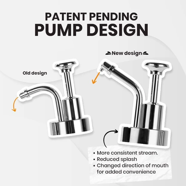 Alt view image 2 of 7 - (Upgraded Pump) Coffee Syrup Dispenser for Coffee Bar, Coffee Pump Dispenser, Glass Syrup Bottle w. Pump, 11.8 oz 350 ml, Set of 2, Silver