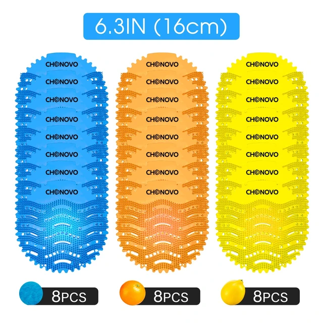 Alt view image 7 of 7 - Urinal Screen Deodorizer, 24 Pack Urinal Cake Bulk with 3 Scents 3 Long-Lasting Scents Help Control Odor, Long Bristle Design Reduce Splash & Clog for Restroom, Hotel, Office, School Toilet