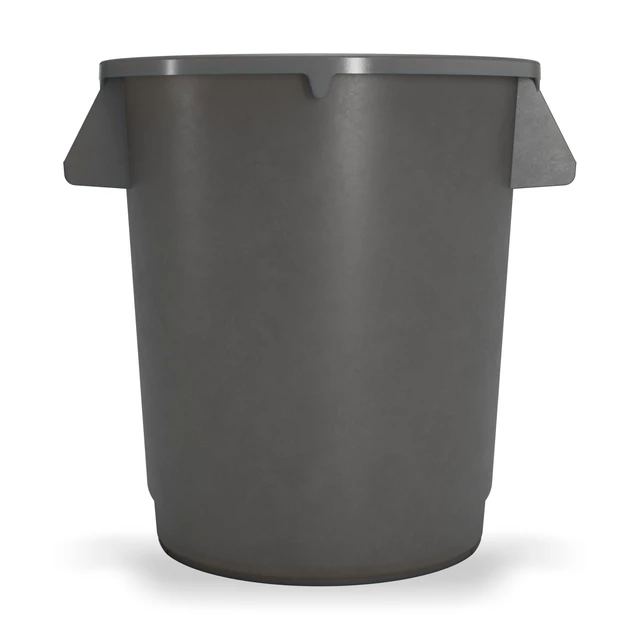 Alt view image 2 of 6 - 20 Gallon Gray Heavy-Duty Round Plastic Trash Can Heavy-duty, Built-in bag cinches, Great for Kitchens, Dining Areas and Back-of-house Cleanup