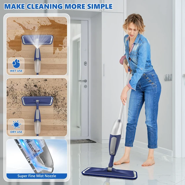 Alt view image 3 of 7 - Spray Mops for Floor Cleaning: Wet Microfiber Mop for Hardwood Tile 4 Washable Pads fit for Swiffer PowerMop, Refillable Bottle, Wet Dry Use for Home Kitchen Wood Laminate Vinyl Marble Floors