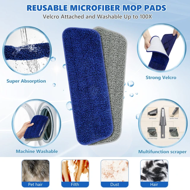 Alt view image 4 of 7 - Spray Mops for Floor Cleaning: Wet Microfiber Mop for Hardwood Tile 4 Washable Pads fit for Swiffer PowerMop, Refillable Bottle, Wet Dry Use for Home Kitchen Wood Laminate Vinyl Marble Floors