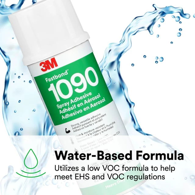 Alt view image 4 of 7 - Fastbond Water-Based Contact Spray Adhesive 1090, Low VOC <5%, High-Strength, Bonds High-Pressure Laminates and Woods, Neutral, Net Wt 8.2 oz, 1 Can