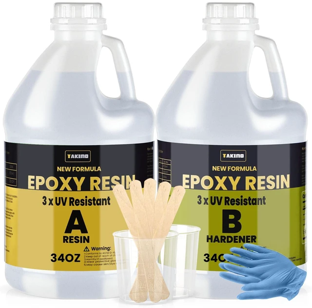 Main image of 68OZ 3X UV Resistant Crystal Clear Epoxy Resin Kit, 1:1 High Gloss Non-Yellowing Formula, Bubble-Free, Self-Leveling, Art, Crafts, Jewelry, Casting, Coating and Tabletop Projects