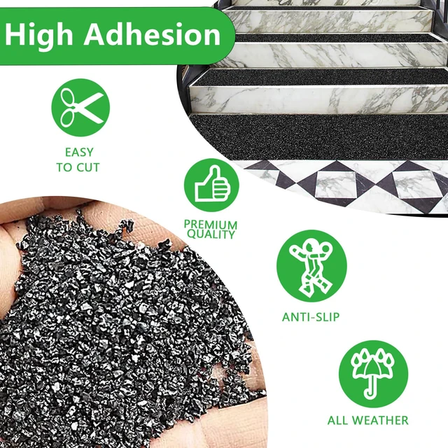 Alt view image 2 of 7 - 8" x 35Ft Heavy Duty Anti Slip Tape,Best 80grit Friction,Grip,Abrasive for Stairs Outdoor/Indoor,Skateboard Grip Tape Safety Non Skid Tread Staircases Anti-Slip Traction Tape Black